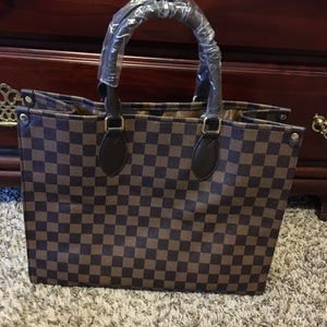 NWT brown checkered tote